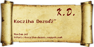 Kocziha Dezső névjegykártya